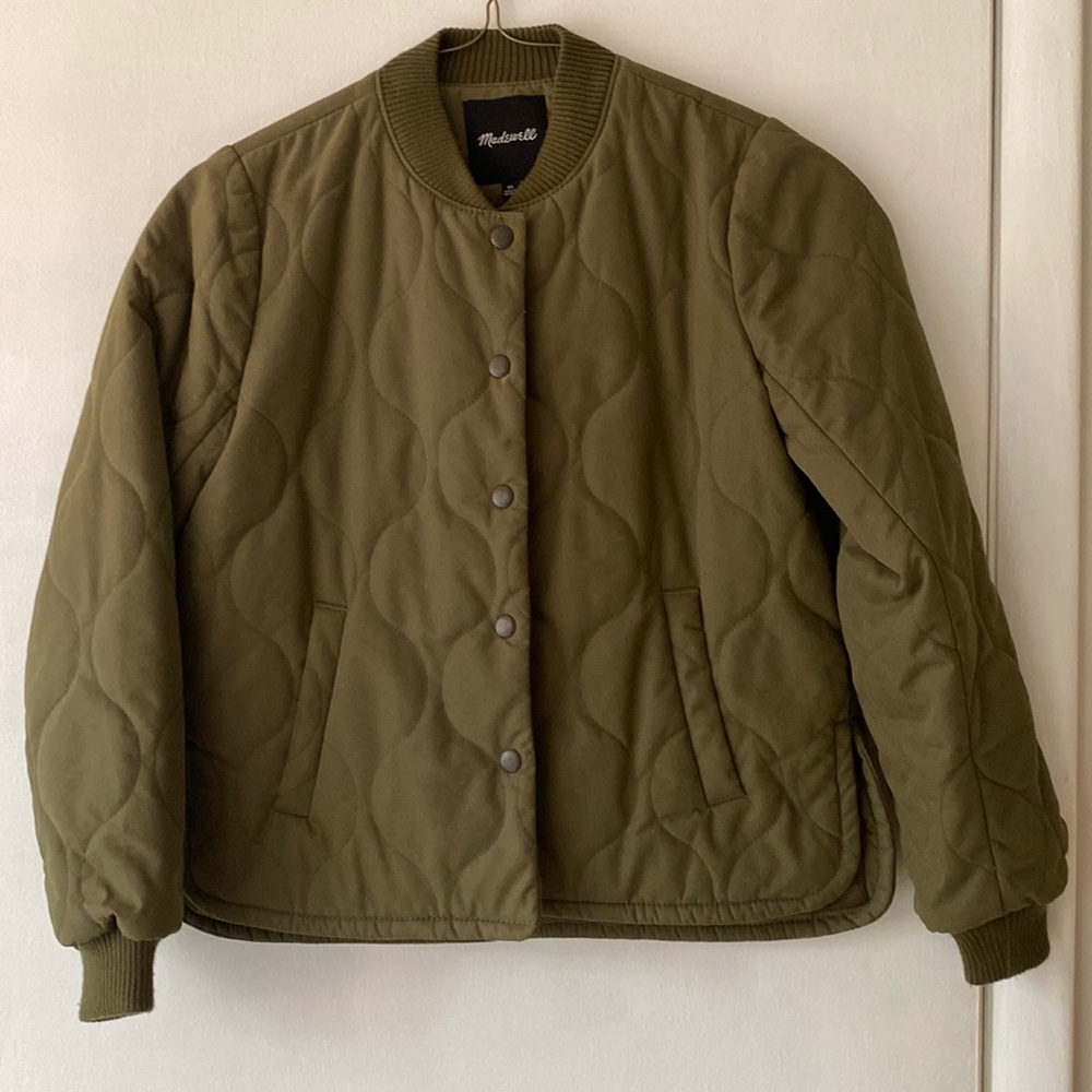 Madewell quilted hunter green bomber